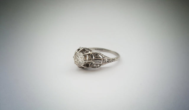 Art Deco Diamond Solitaire Engagement Ring - Friar House