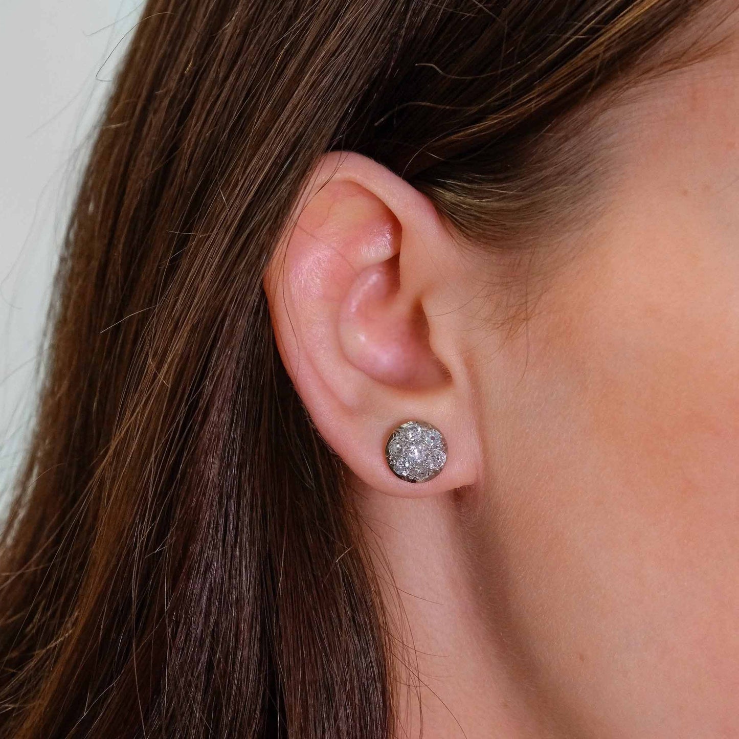 Art Deco 18ct White Gold 1.6 Carat Diamond Cluster Earrings - Friar House