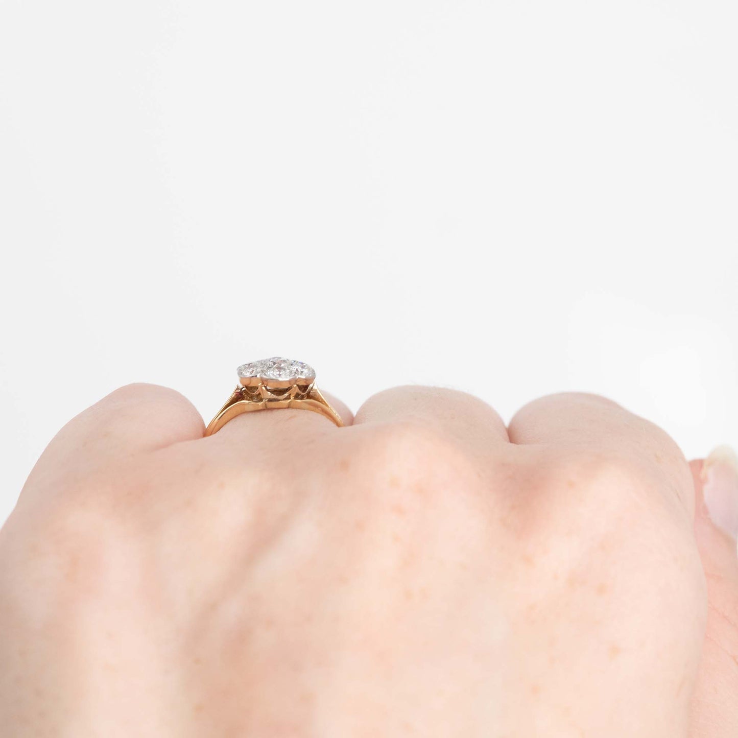 Art Deco 18ct Yellow Gold Diamond Daisy Cluster Ring - Friar House