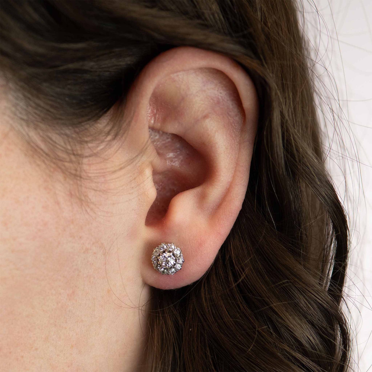 Art Deco 18ct Yellow Gold Diamond Earrings