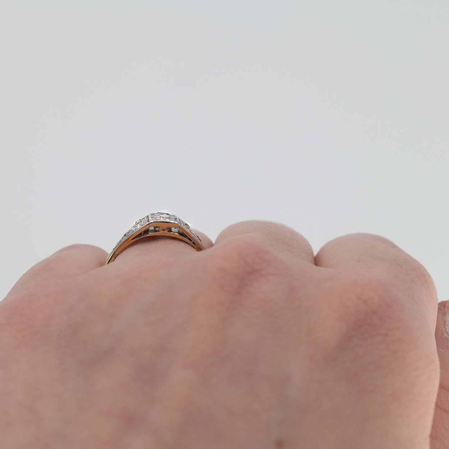 Art Deco 18ct Yellow Gold Diamond Panel Ring - Friar House