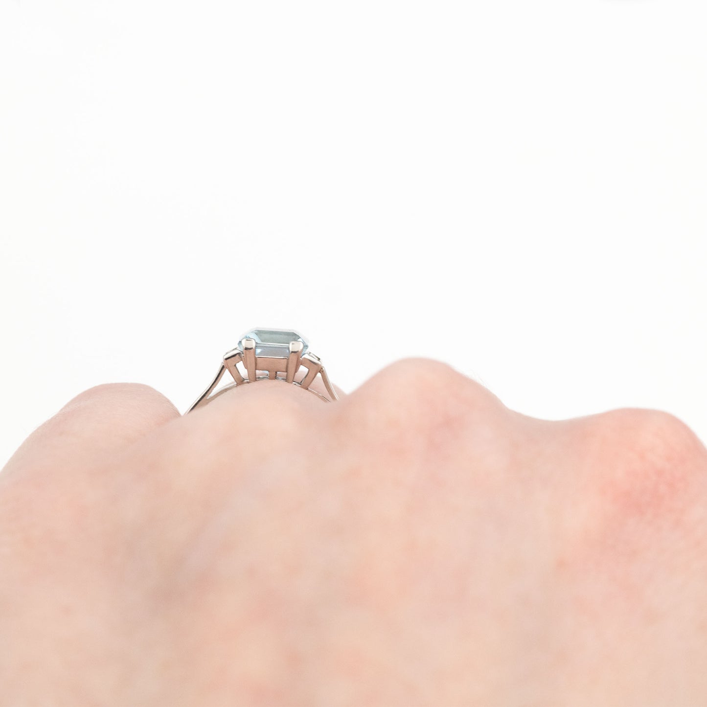 Art Deco Platinum Aquamarine Solitaire Ring - Friar House Antique Jewellery