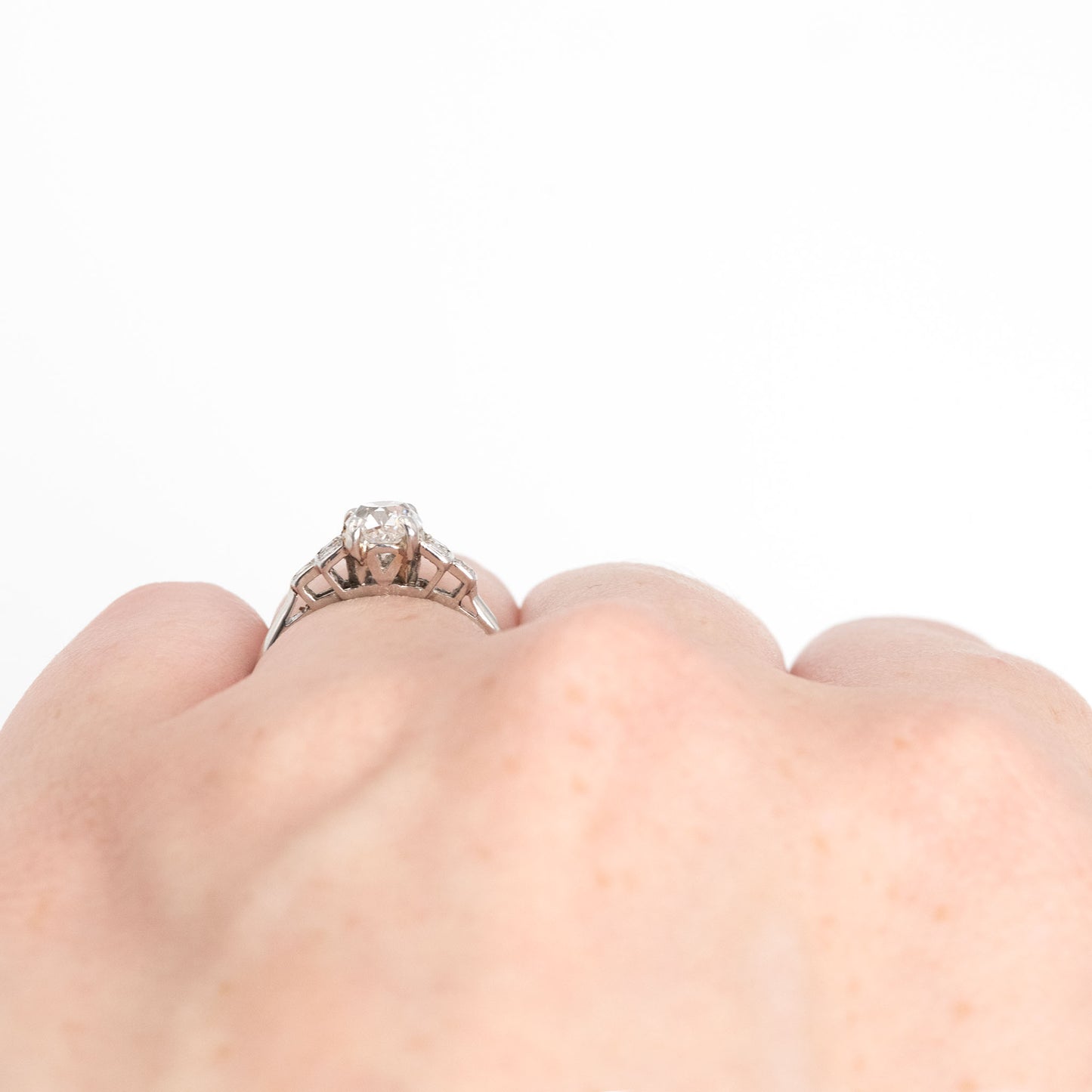 Art Deco Platinum Diamond Solitaire Ring - Friar House Antique Jewellery