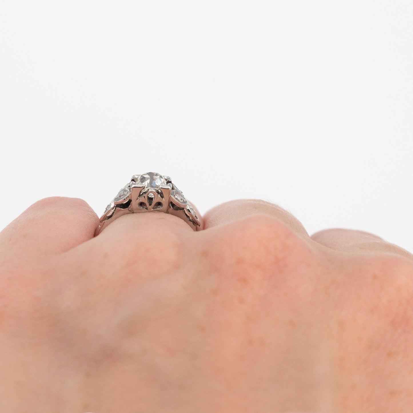 Art Deco Platinum Diamond Square Set Solitaire Ring- Friar House