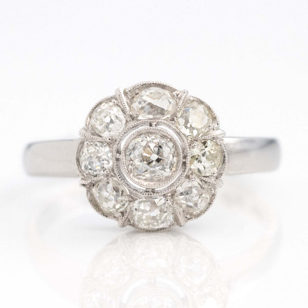Vintage 18ct White Gold Diamond Cluster Ring