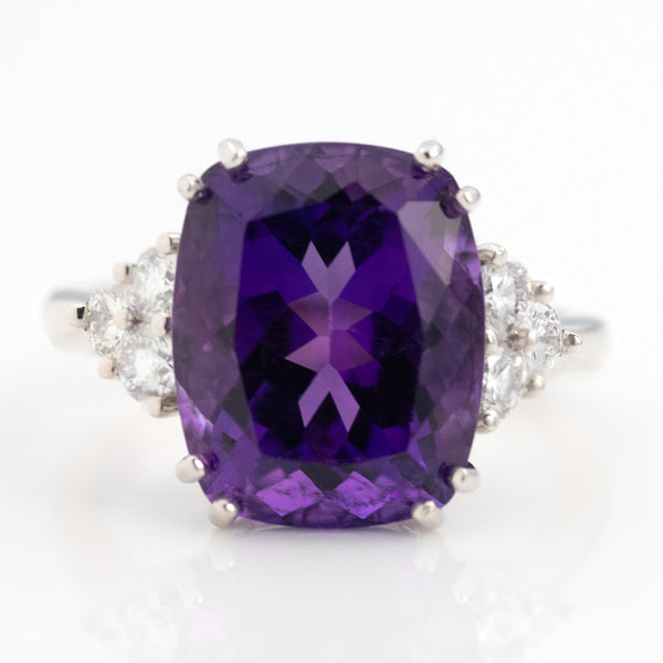 Vintage 18ct White Gold 5.5 carat Amethyst and Diamond Cocktail Ring