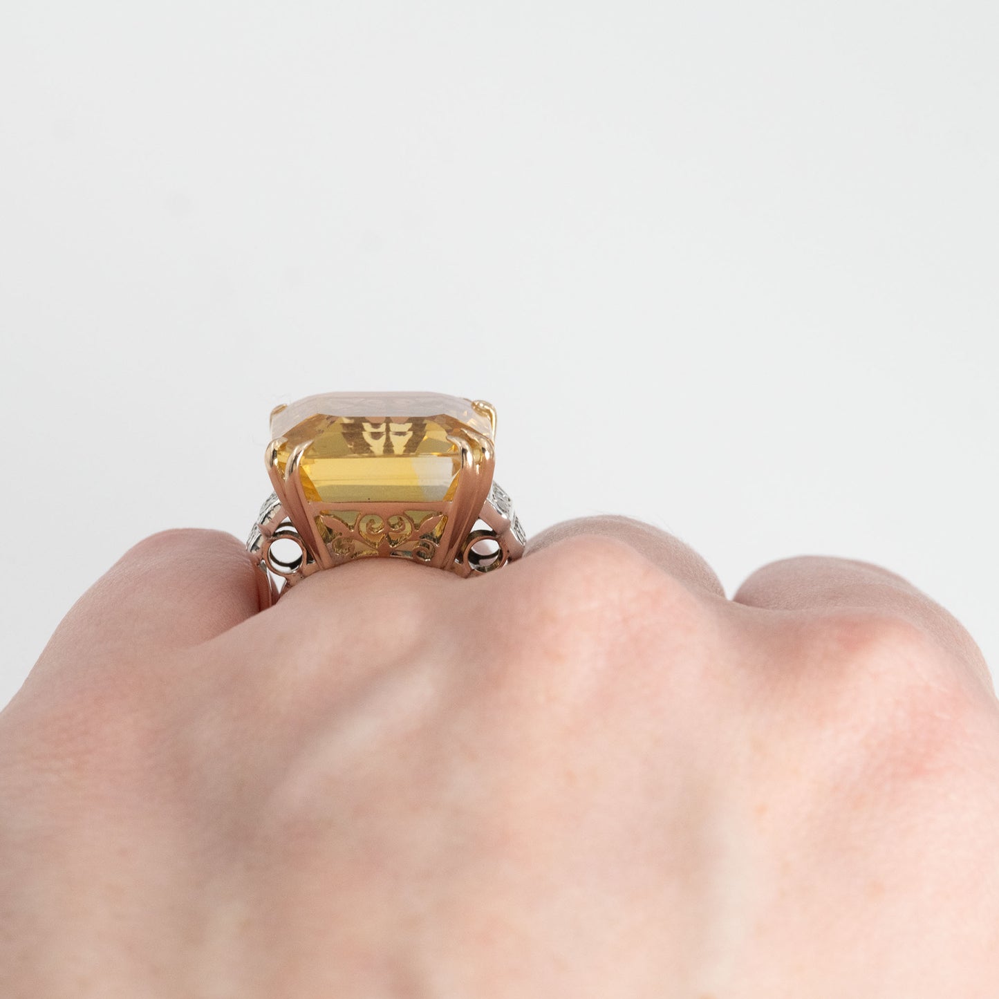 Vintage 14ct Yellow Gold 24 carat Citrine Cocktail Ring - Friar House