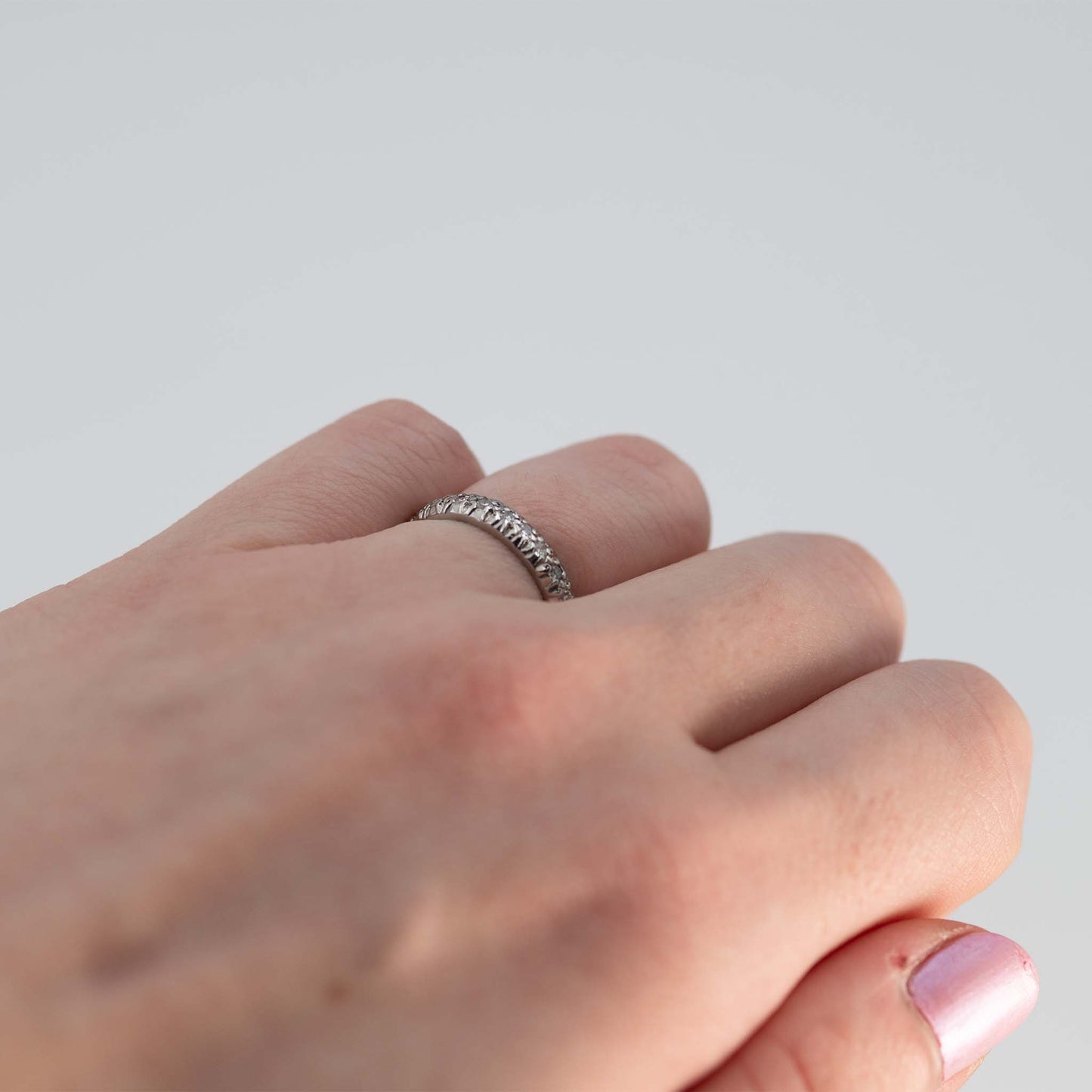 Vintage 18ct White Gold Diamond Eternity Ring Size J 1/2 - Friar House