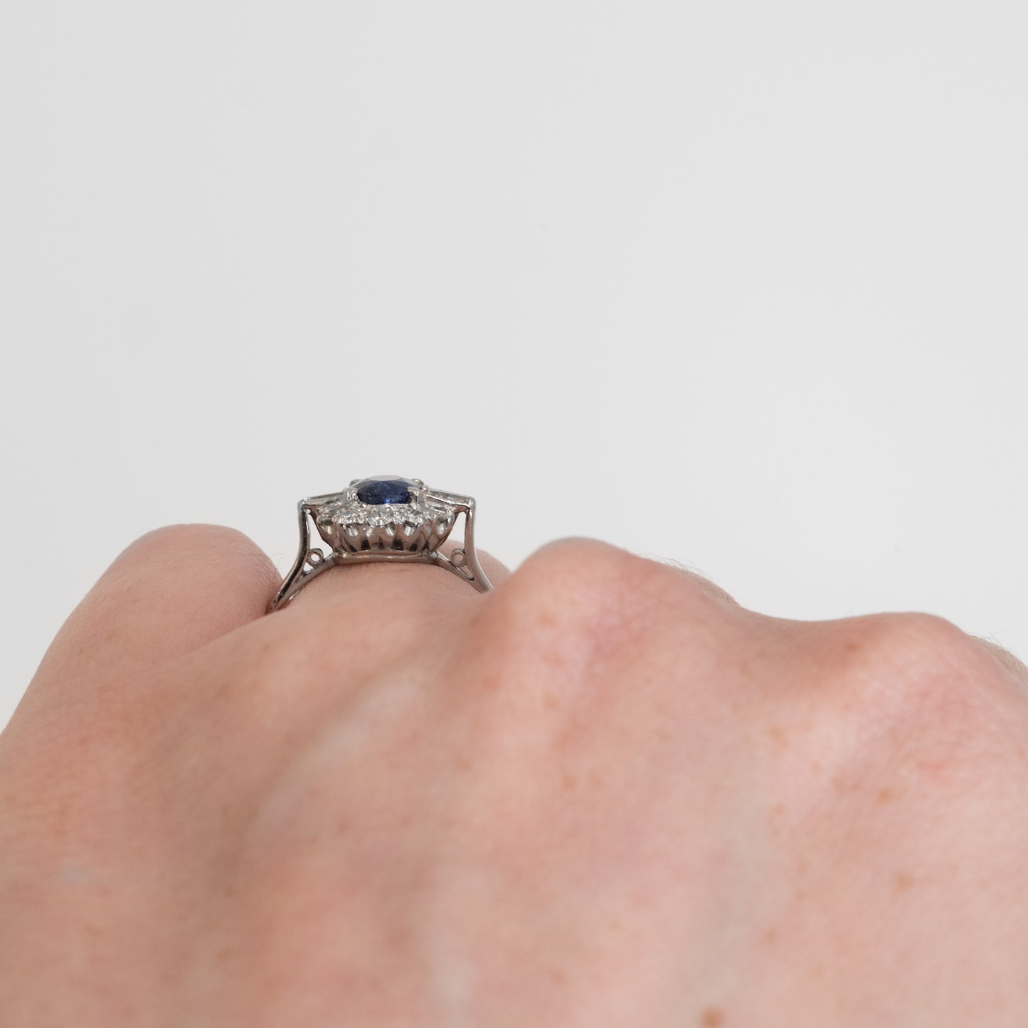 Vintage Platinum Sapphire and Diamond Cluster Ring - Friar House