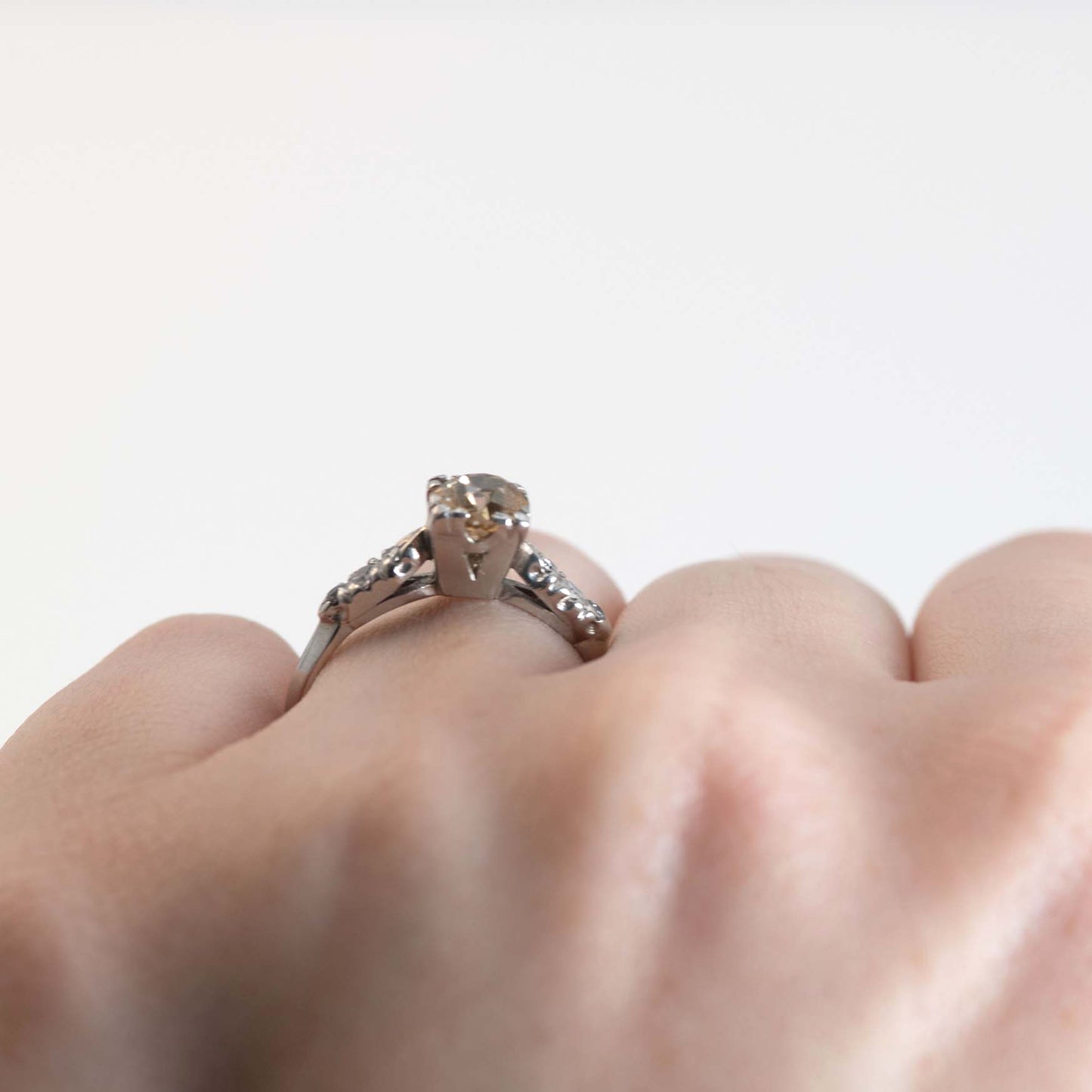 Art Deco Platinum Fancy Yellow/Orange Diamond Solitaire Ring - Frair House