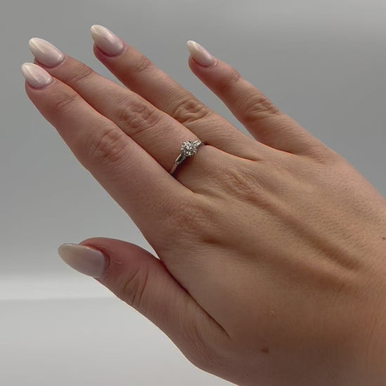 Art Deco 18 Carat White Gold Diamond Solitaire Ring