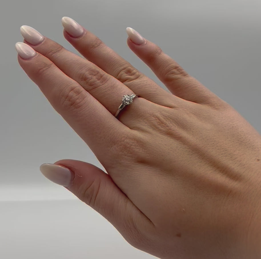 Art Deco 18 Carat White Gold Diamond Solitaire Ring