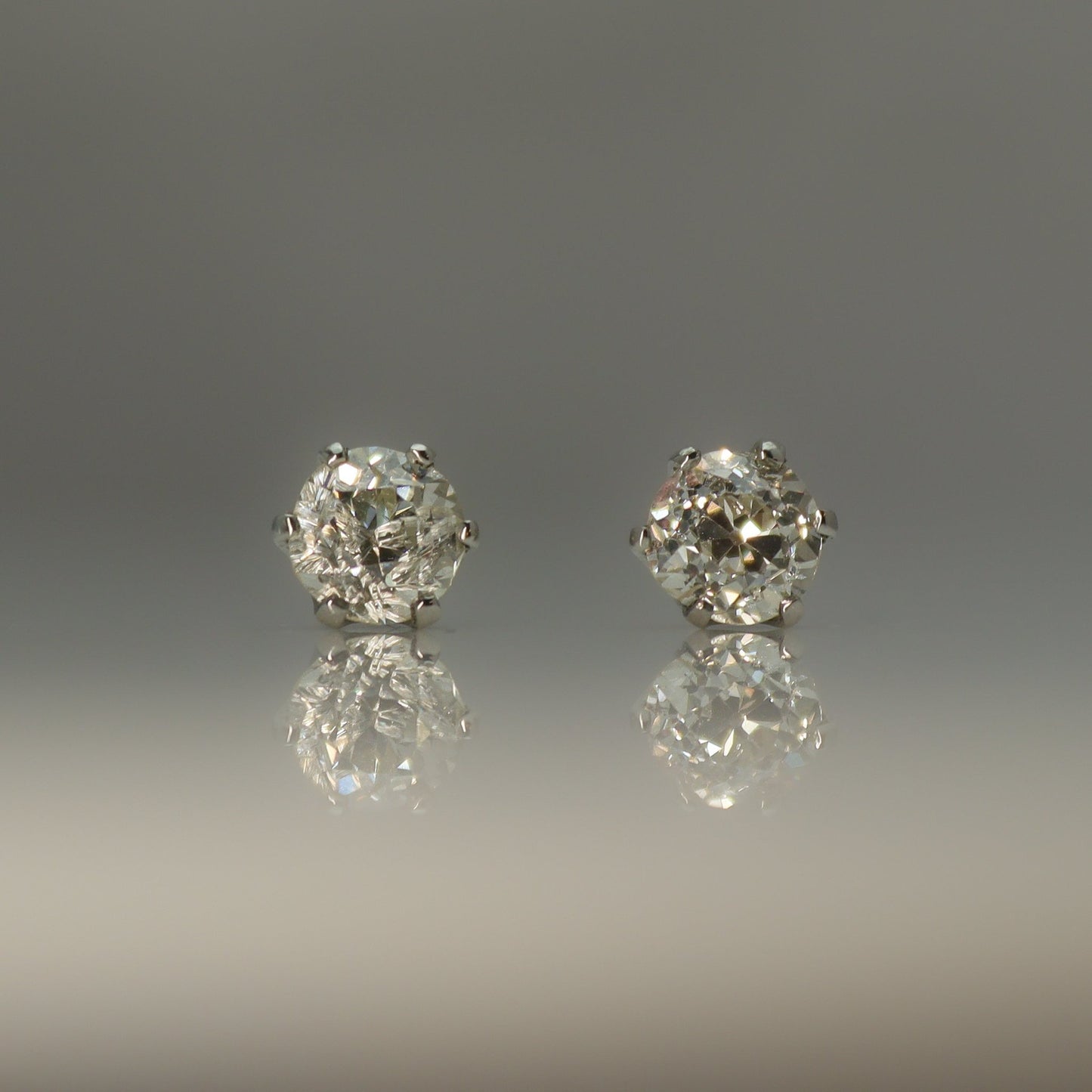 1.18ct Old cut Platinum Diamond Stud Earrings - Friar House
