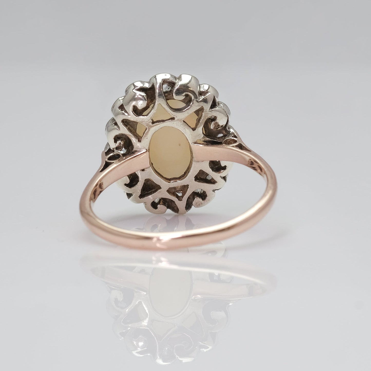 18 Carat Rose Gold Opal and Diamond Cluster Ring - Friar House