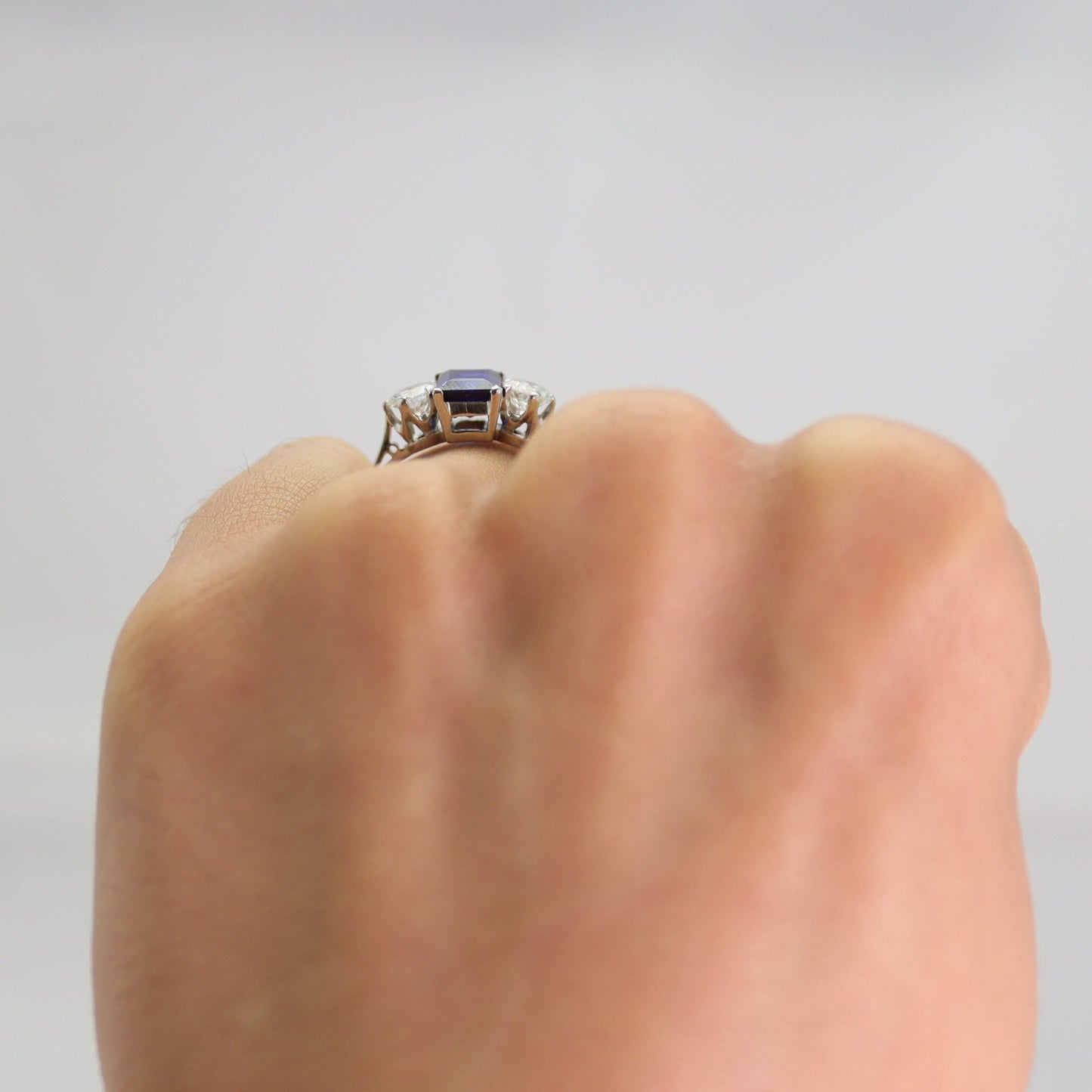 18 Carat White Gold Sapphire & Diamond Three Stone Ring - Friar House