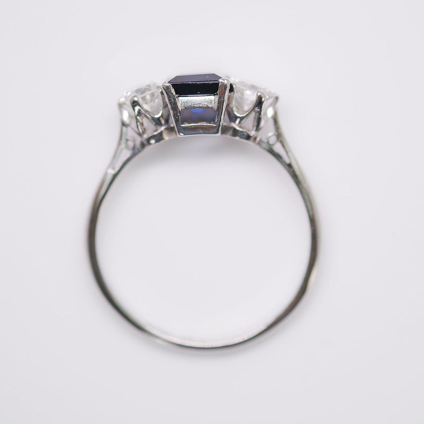 18 Carat White Gold Sapphire & Diamond Three Stone Ring - Friar House