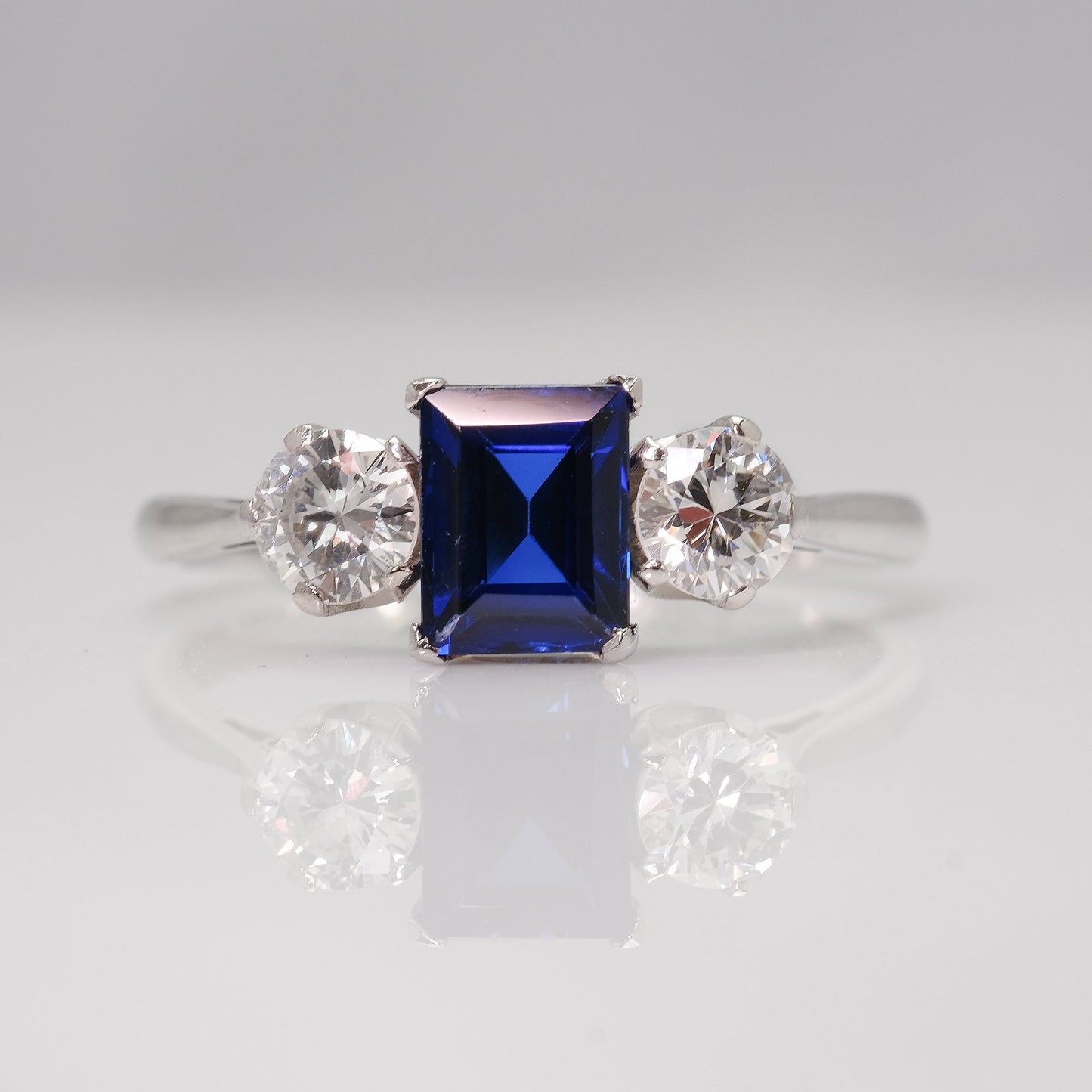 18 Carat White Gold Sapphire & Diamond Three Stone Ring - Friar House