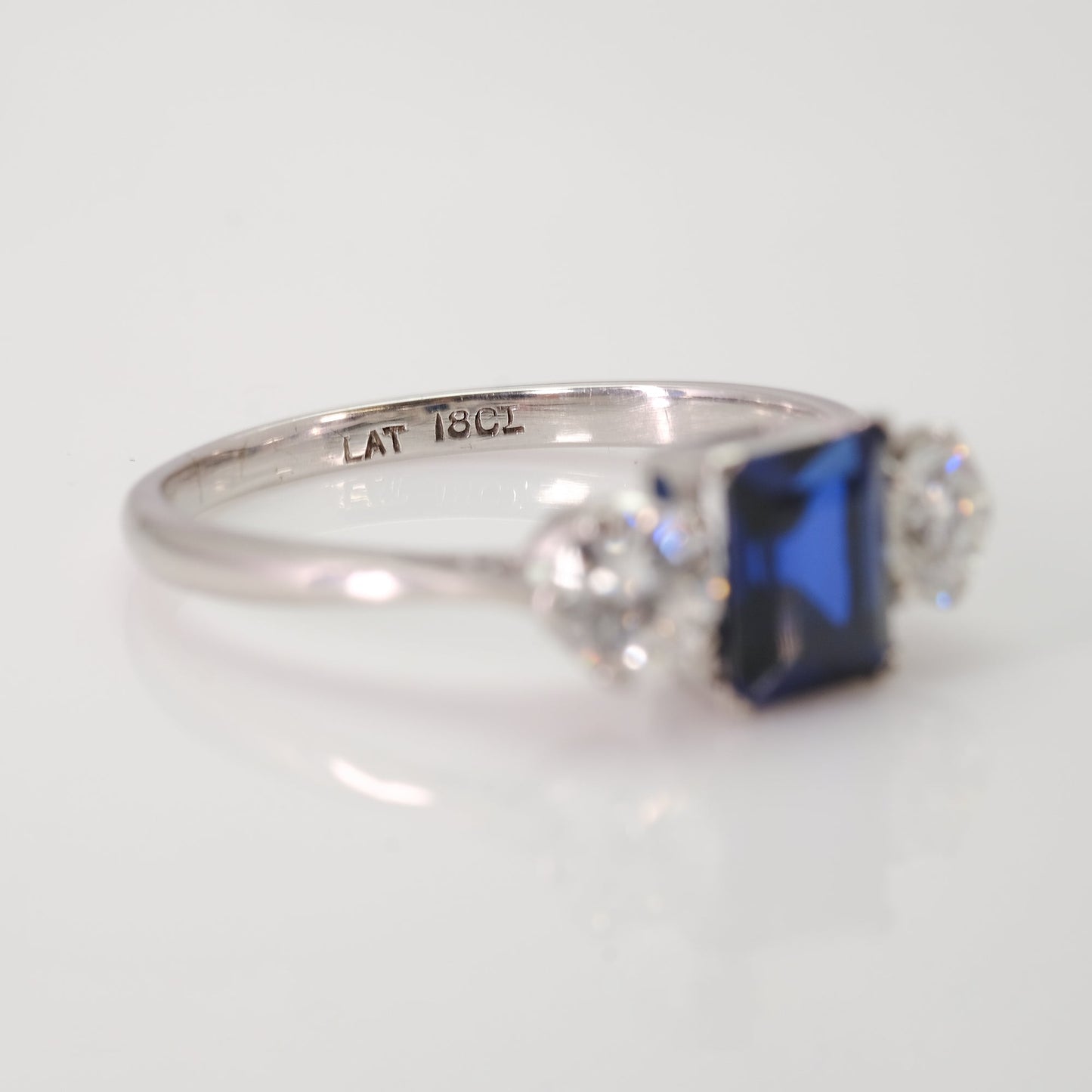 18 Carat White Gold Sapphire & Diamond Three Stone Ring - Friar House