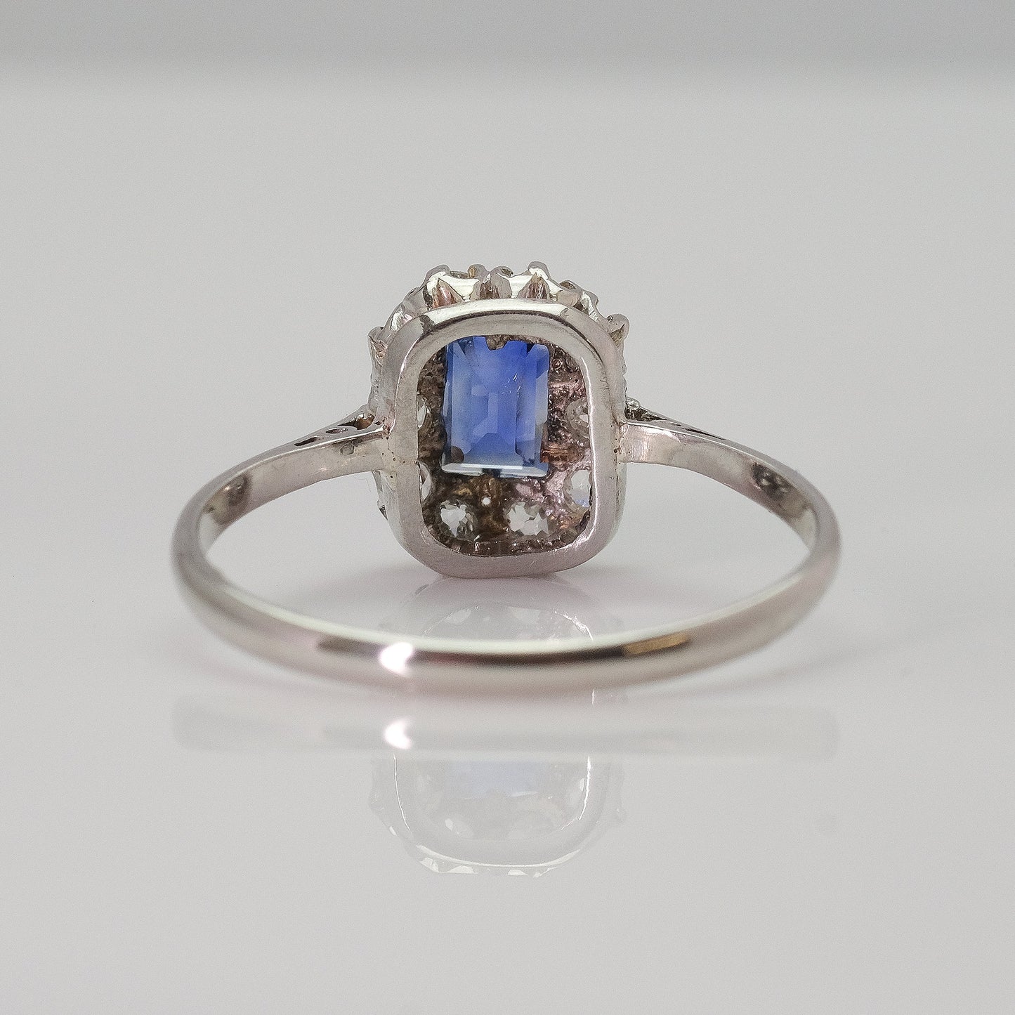 1920's Platinum and Sapphire Diamond Cluster Ring - Friar House