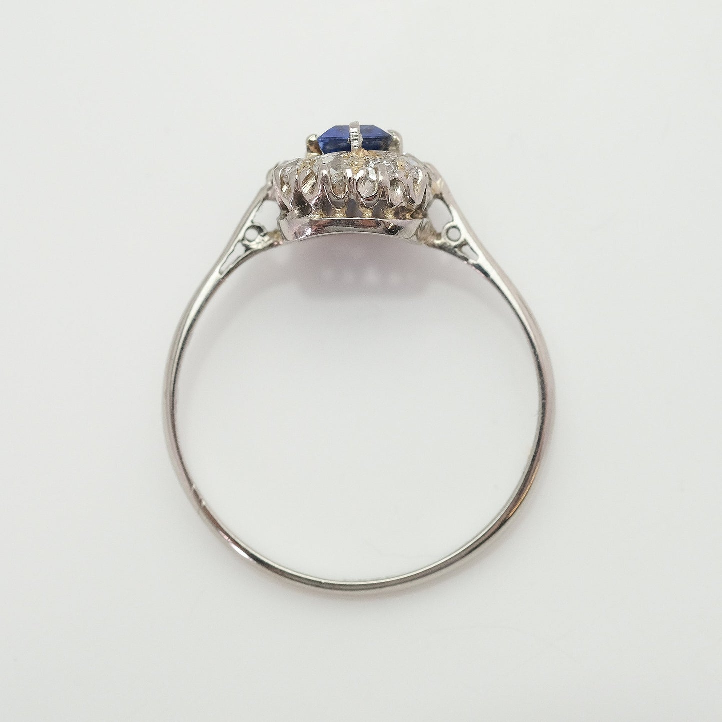 1920's Platinum and Sapphire Diamond Cluster Ring - Friar House