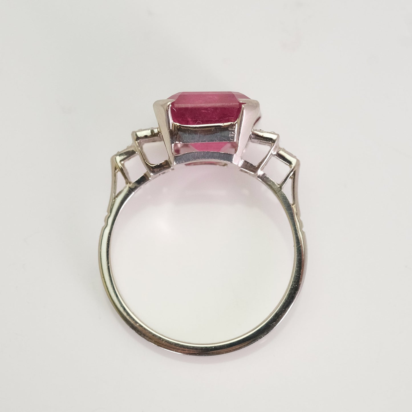 1930s Platinum Pink Tourmaline and Diamond Ring - Friar House