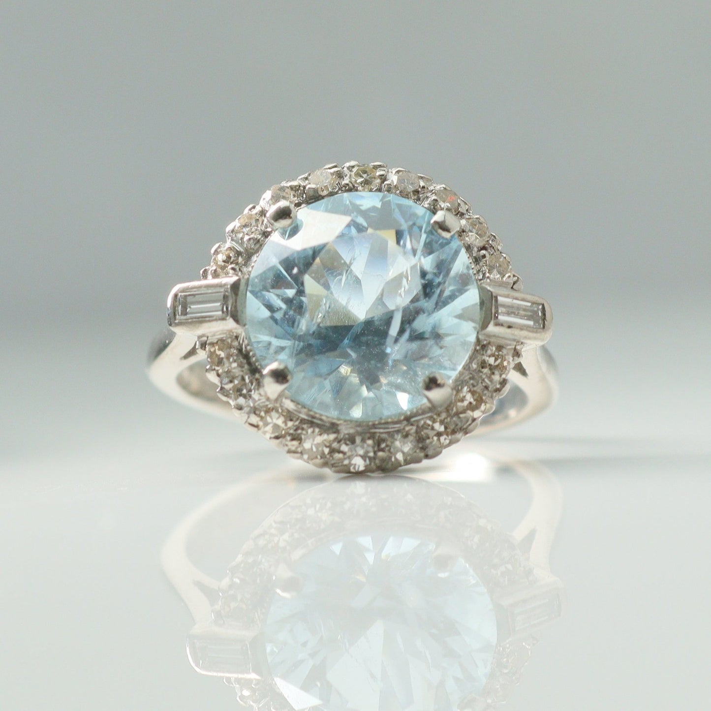 1940s Aquamarine and Diamond Cluster Ring - Friar House