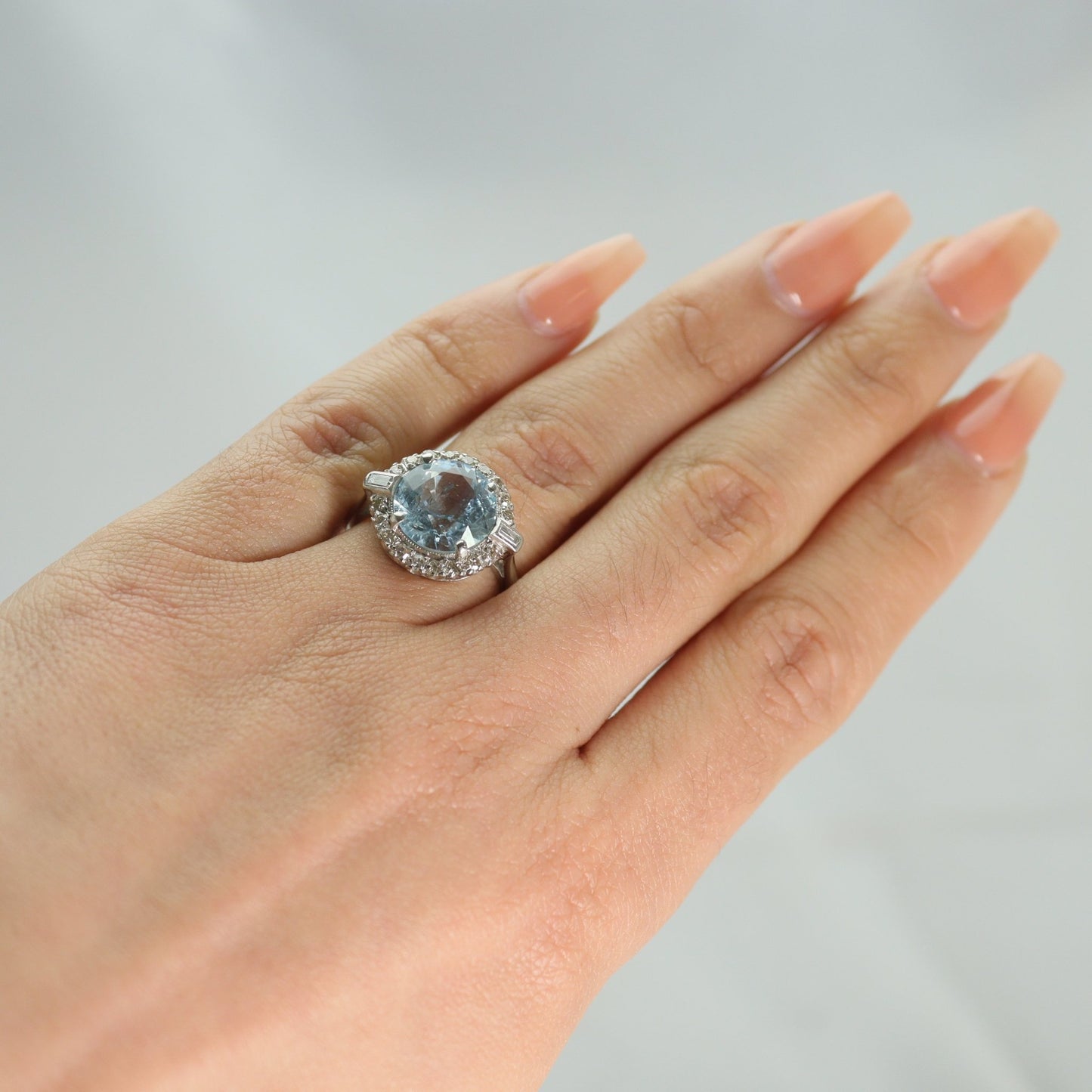 1940s Aquamarine and Diamond Cluster Ring - Friar House