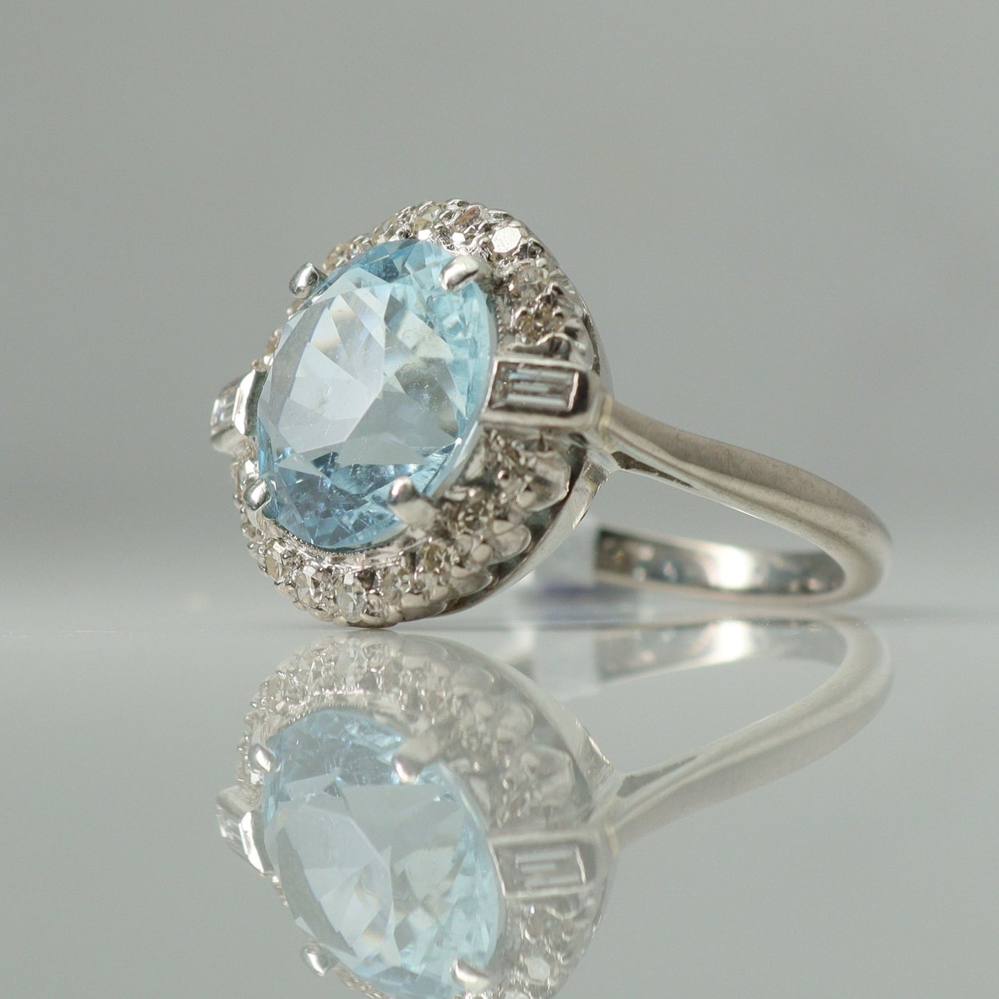 1940s Aquamarine and Diamond Cluster Ring - Friar House