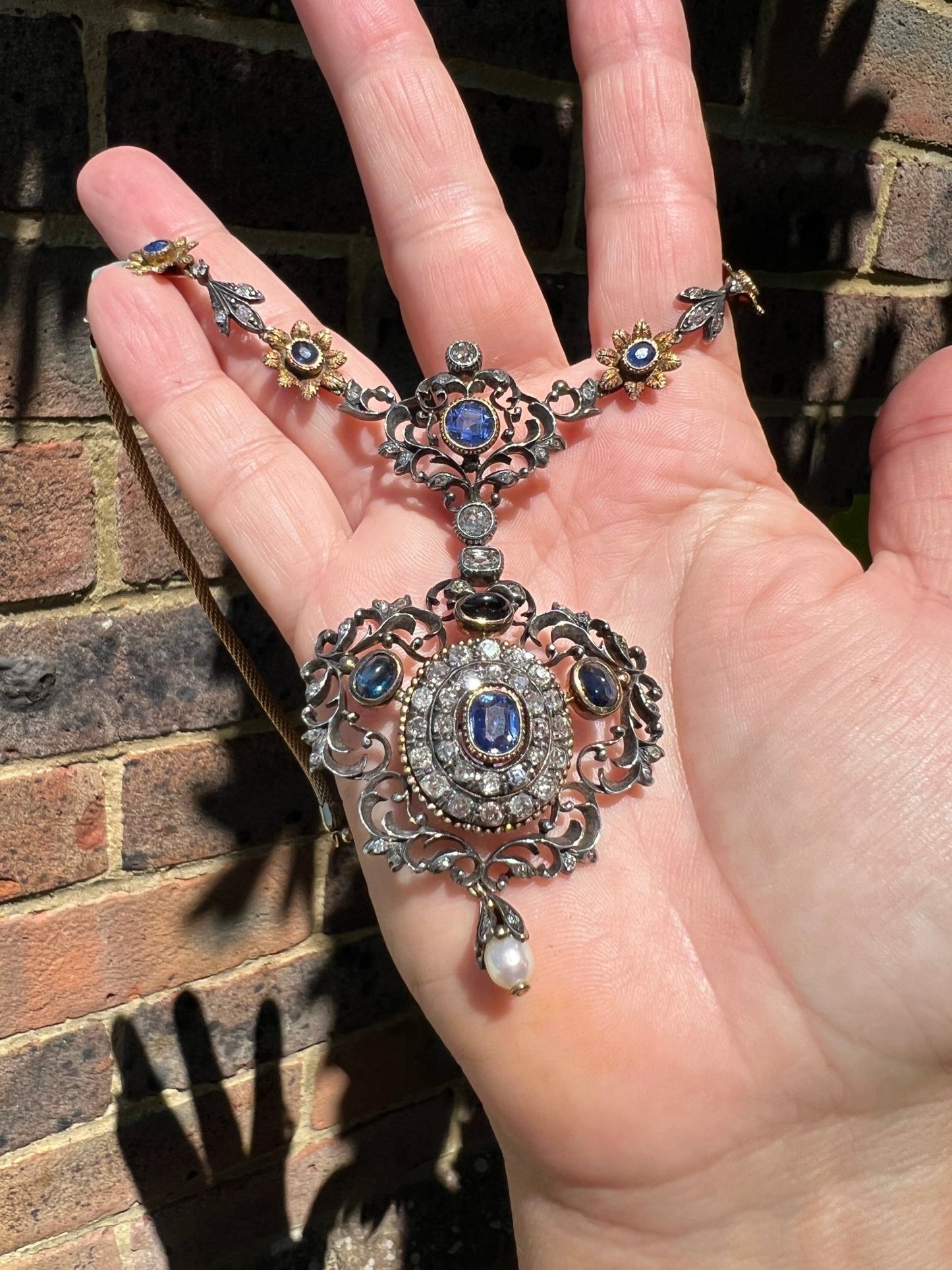Antique Italian Sapphire & Diamond Drop necklace (Part payment 2) - Friar House