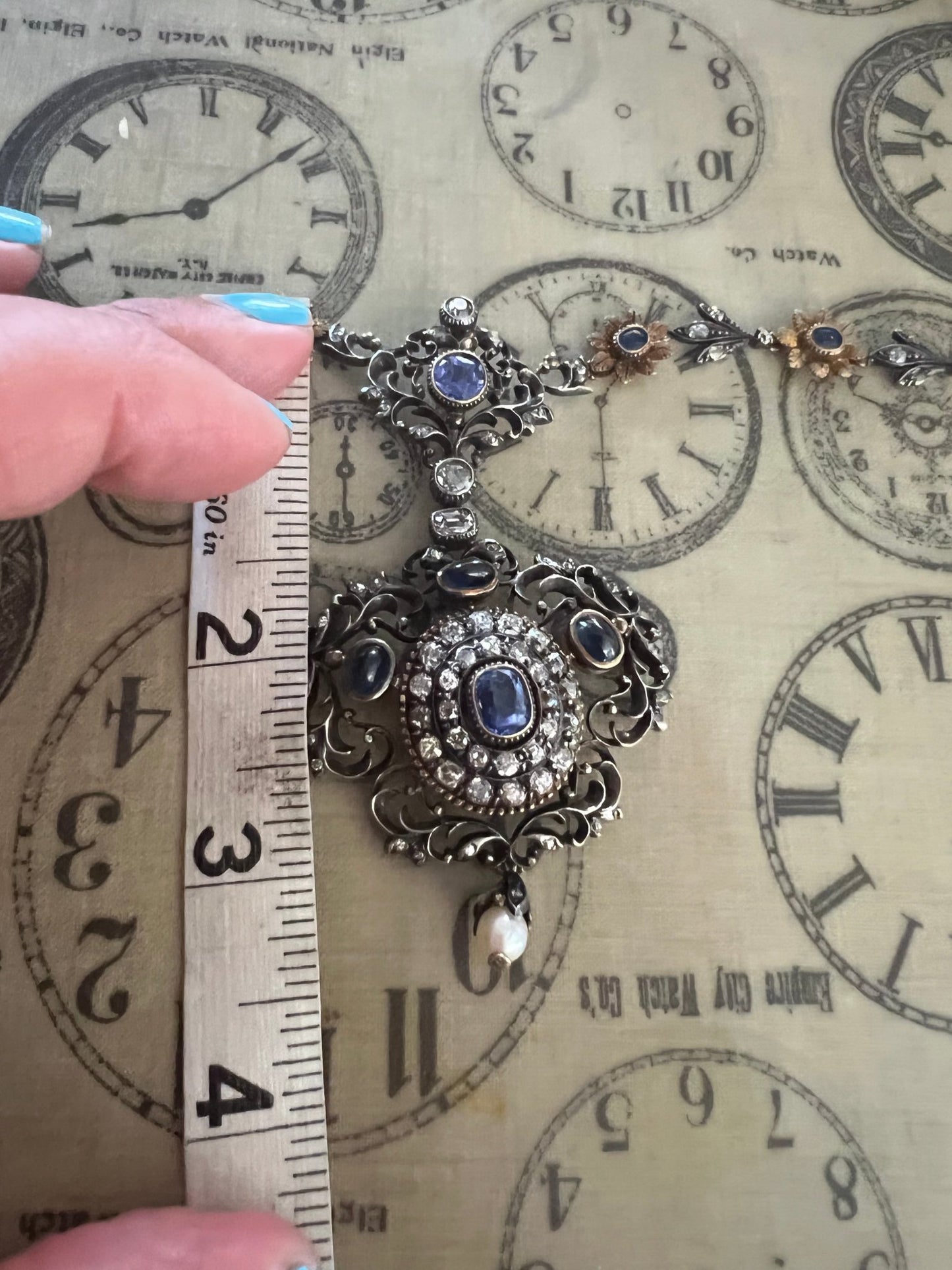 Antique Italian Sapphire & Diamond Drop necklace (Part payment 2) - Friar House
