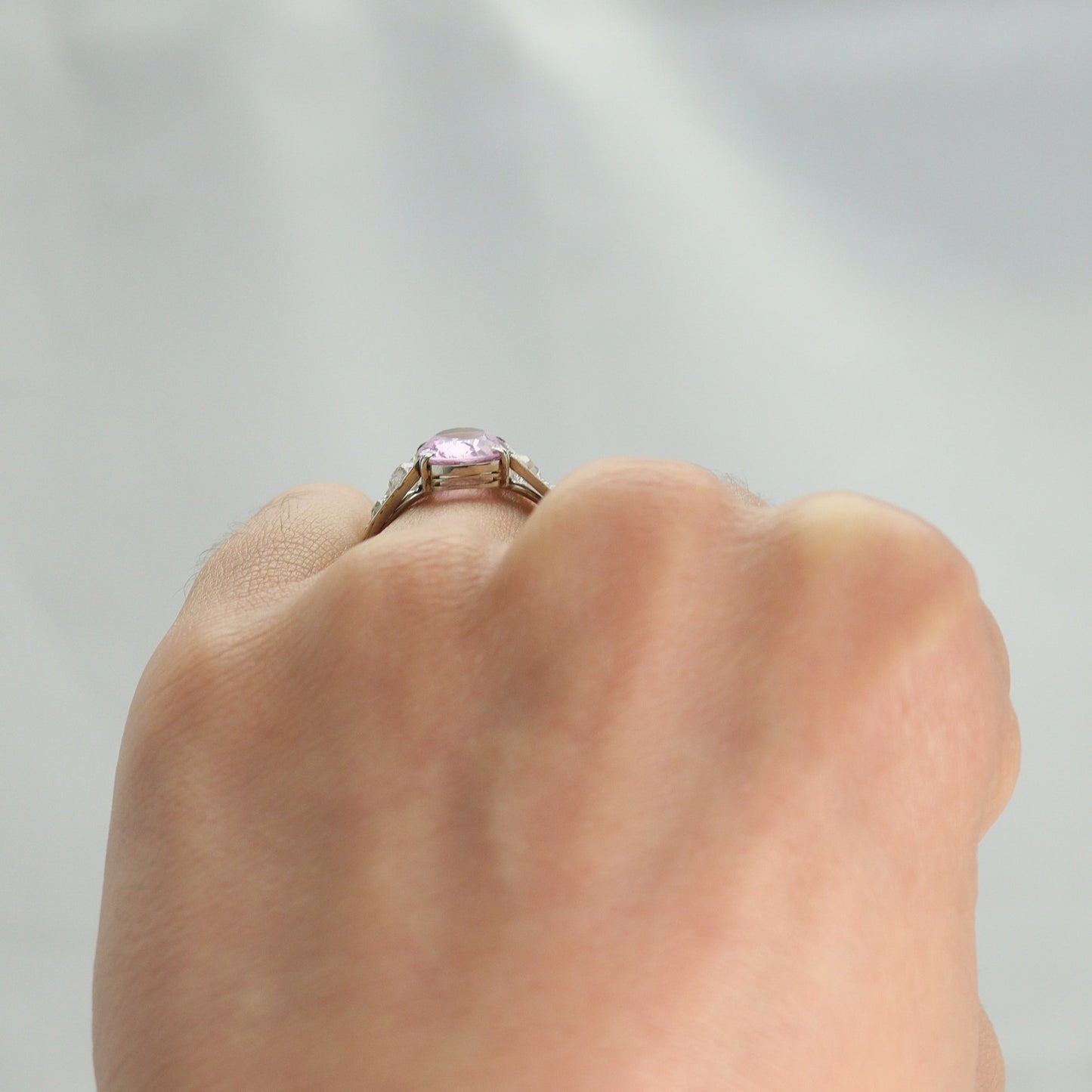 Antique Pink Topaz & Diamond Ring - Friar House