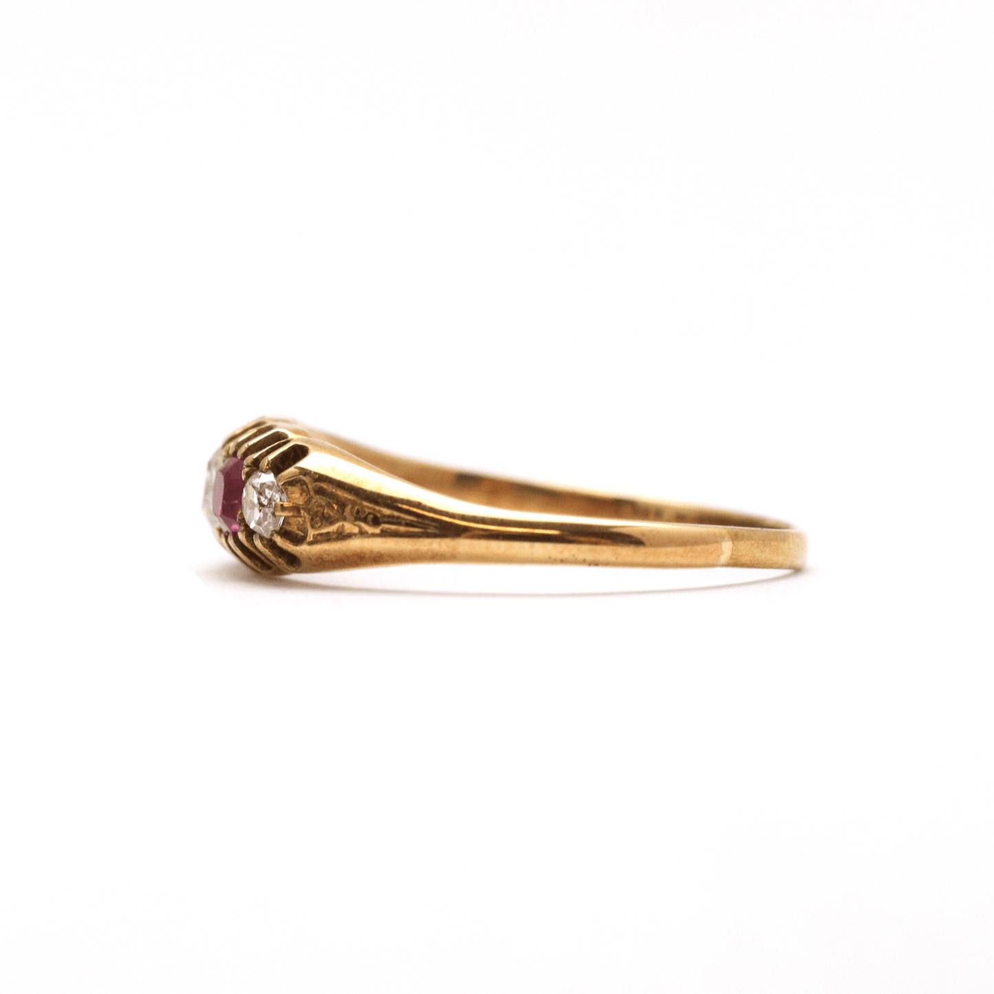 Art Deco 14ct Yellow gold Ruby and Diamond Ring - Friar House