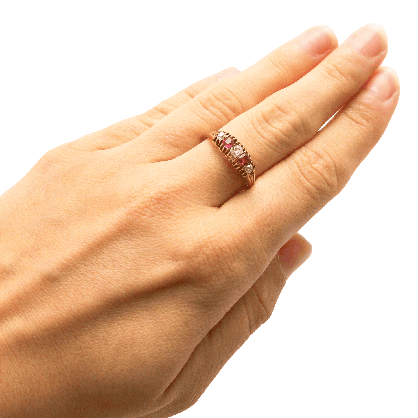 Art Deco 14ct Yellow gold Ruby and Diamond Ring - Friar House