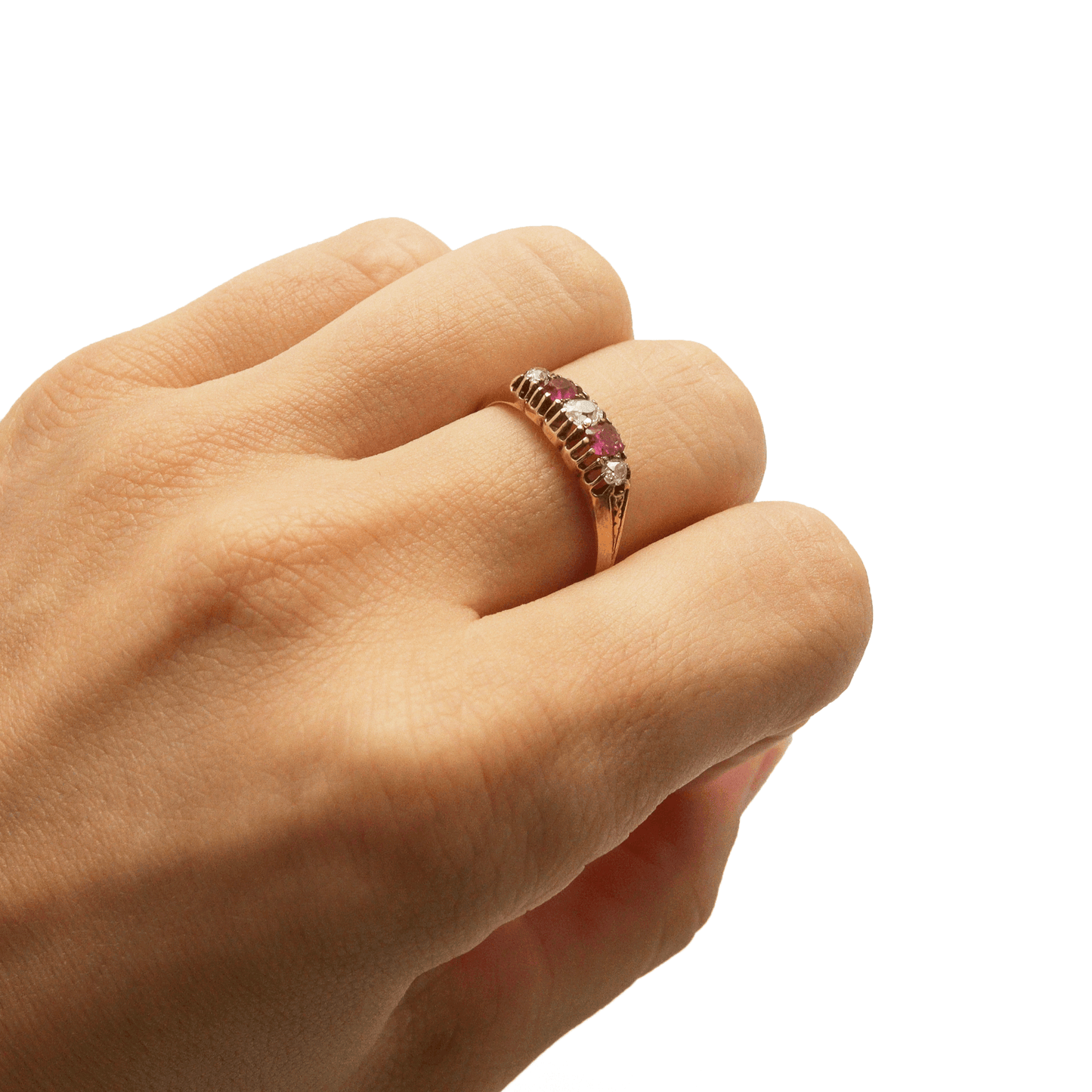 Art Deco 14ct Yellow gold Ruby and Diamond Ring - Friar House