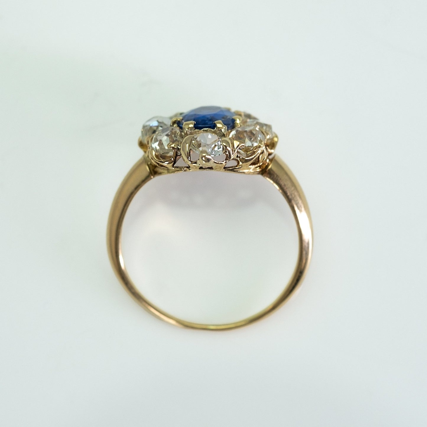 Art Deco 18 carat Gold Sapphire and Diamond Cluster Ring - Friar House