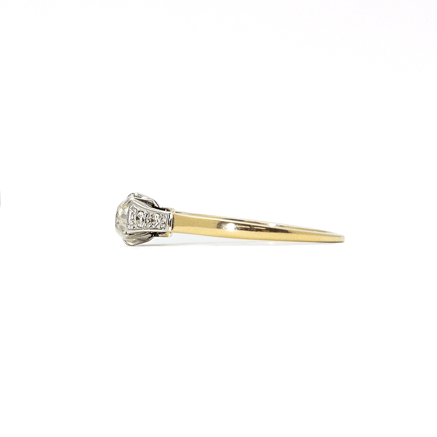 Art Deco 18 Carat Yellow Gold Diamond Solitaire Ring - Friar House