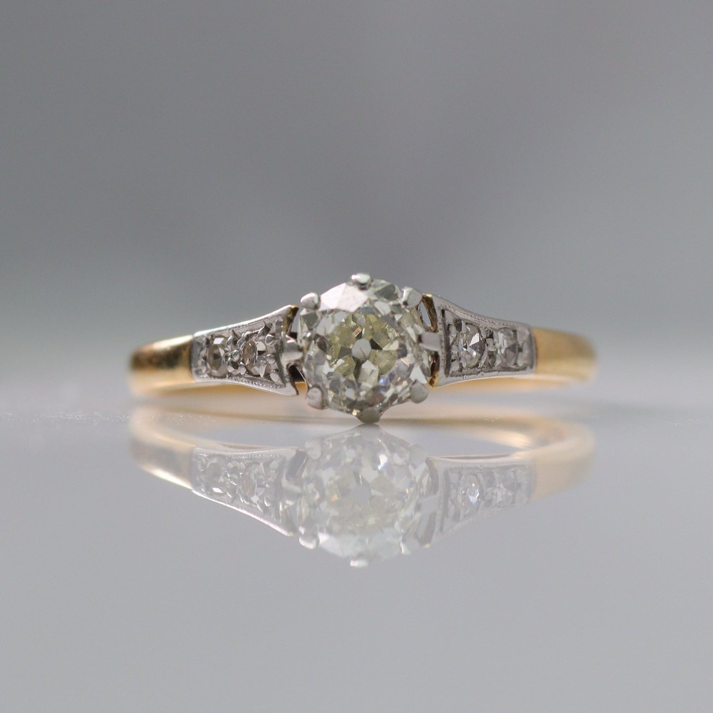 Art Deco 18 Carat Yellow Gold Diamond Solitaire Ring - Friar House
