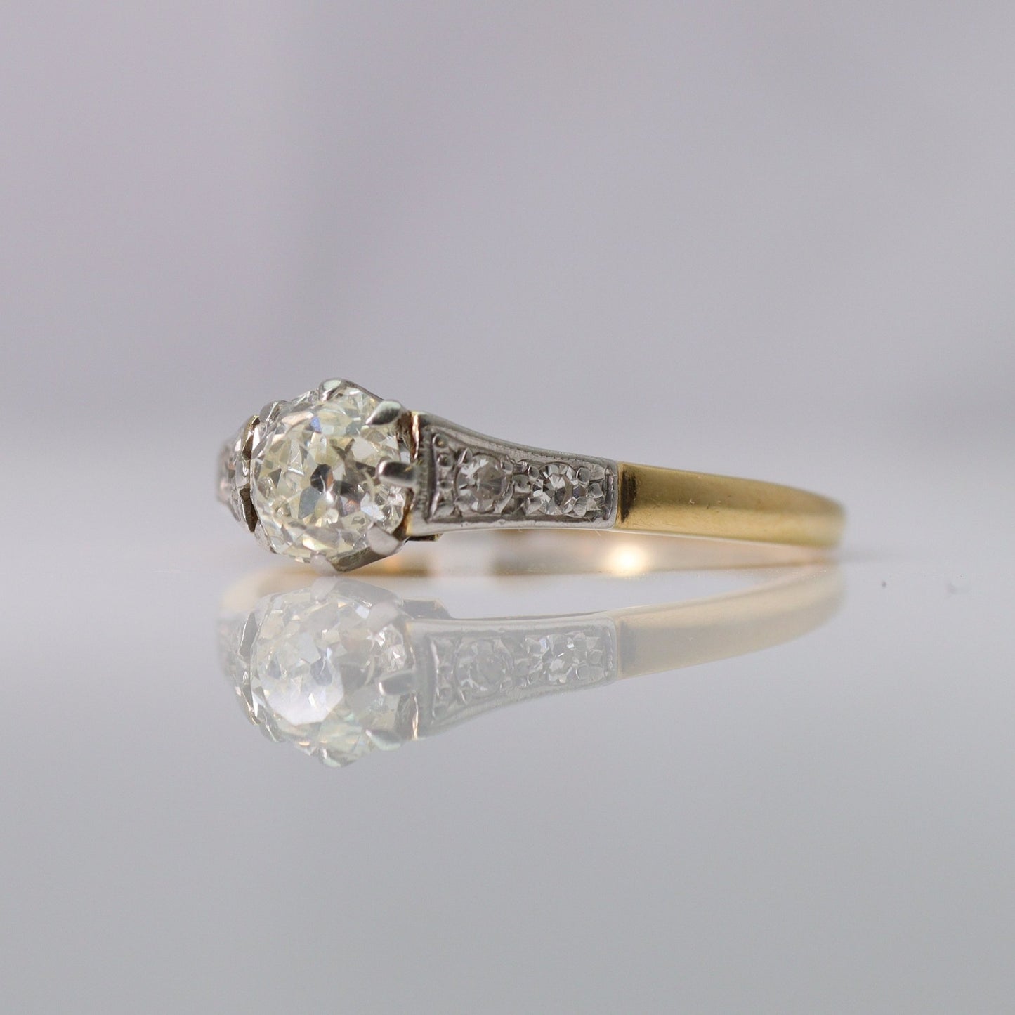 Art Deco 18 Carat Yellow Gold Diamond Solitaire Ring - Friar House