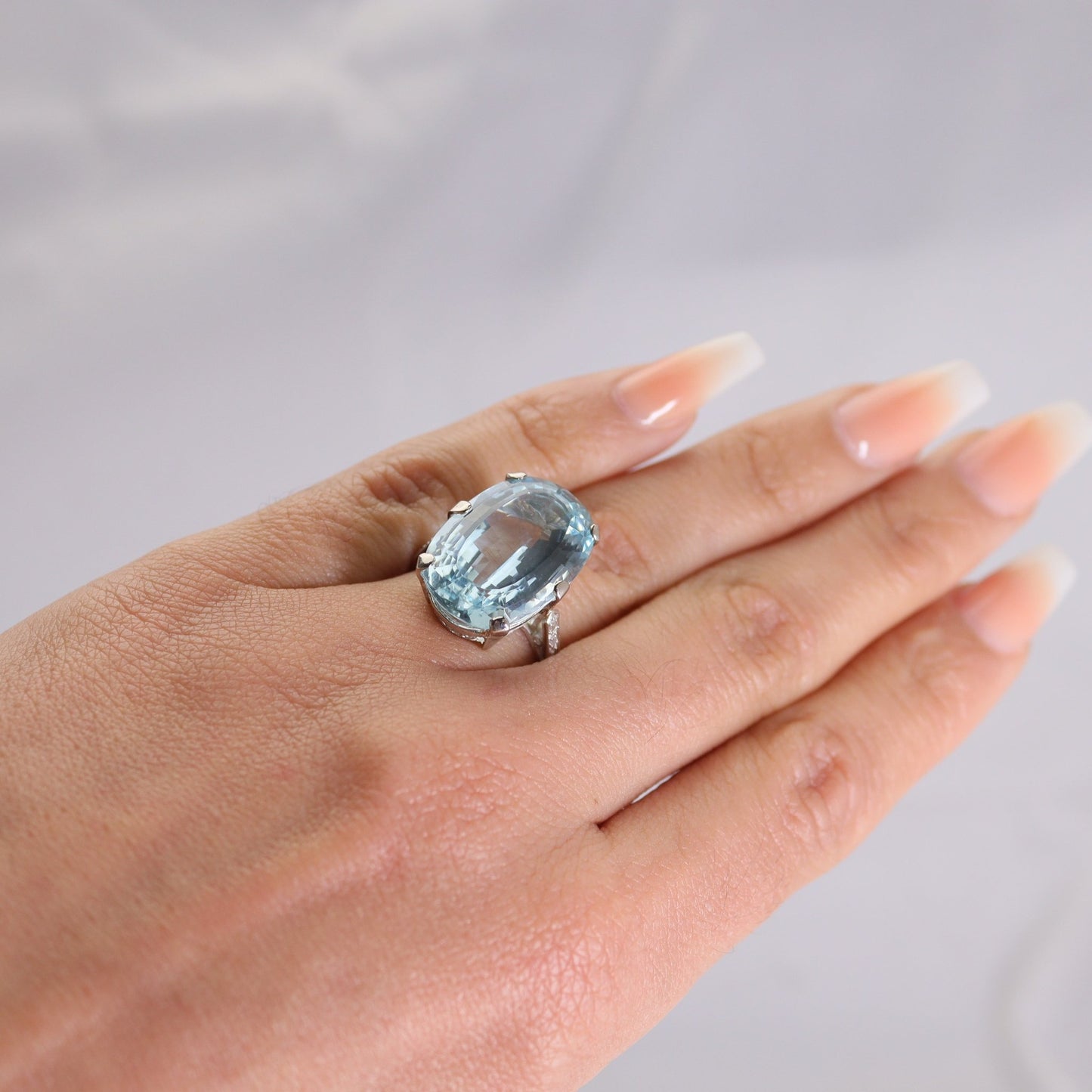 Art Deco Aquamarine and Diamond Cluster Ring - Friar House