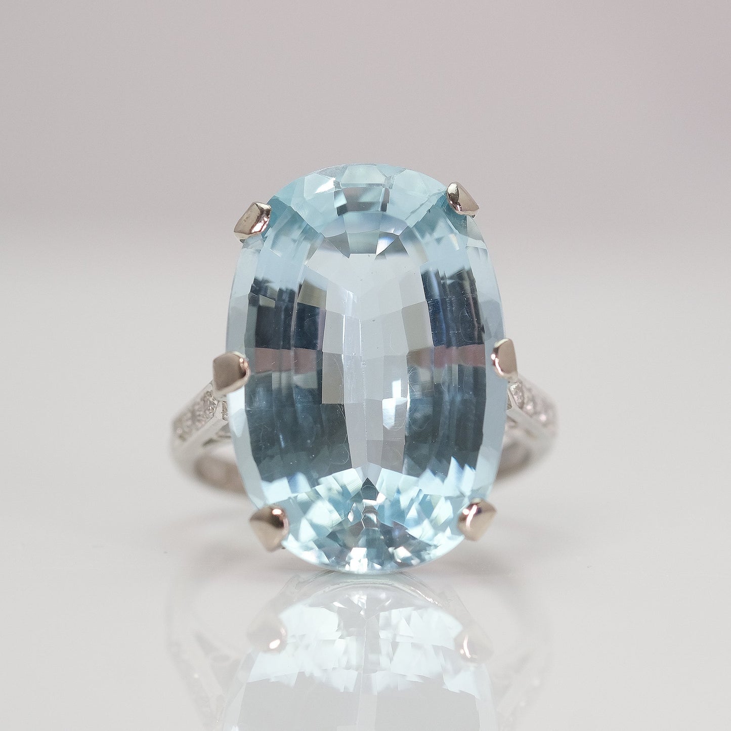 Art Deco Aquamarine and Diamond Cluster Ring - Friar House