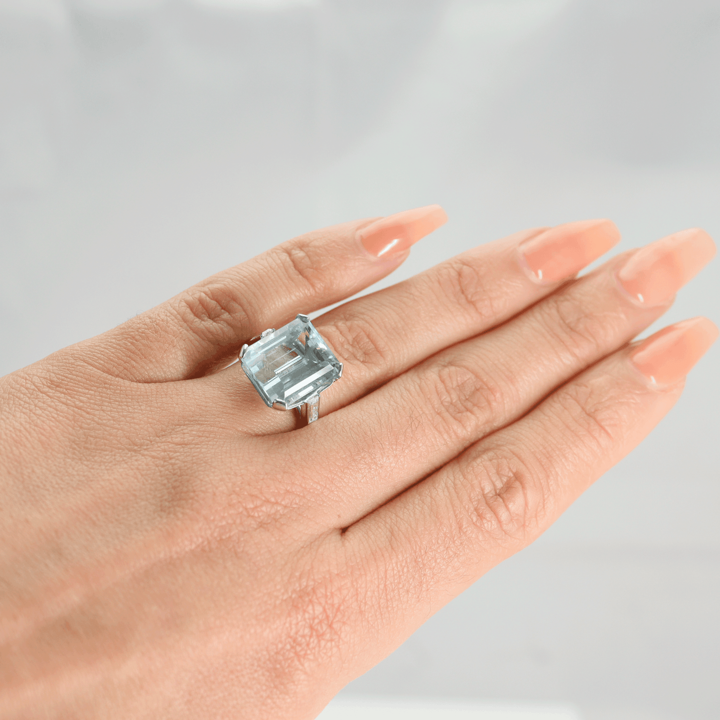 Art Deco Aquamarine and Diamond Ring - Friar House