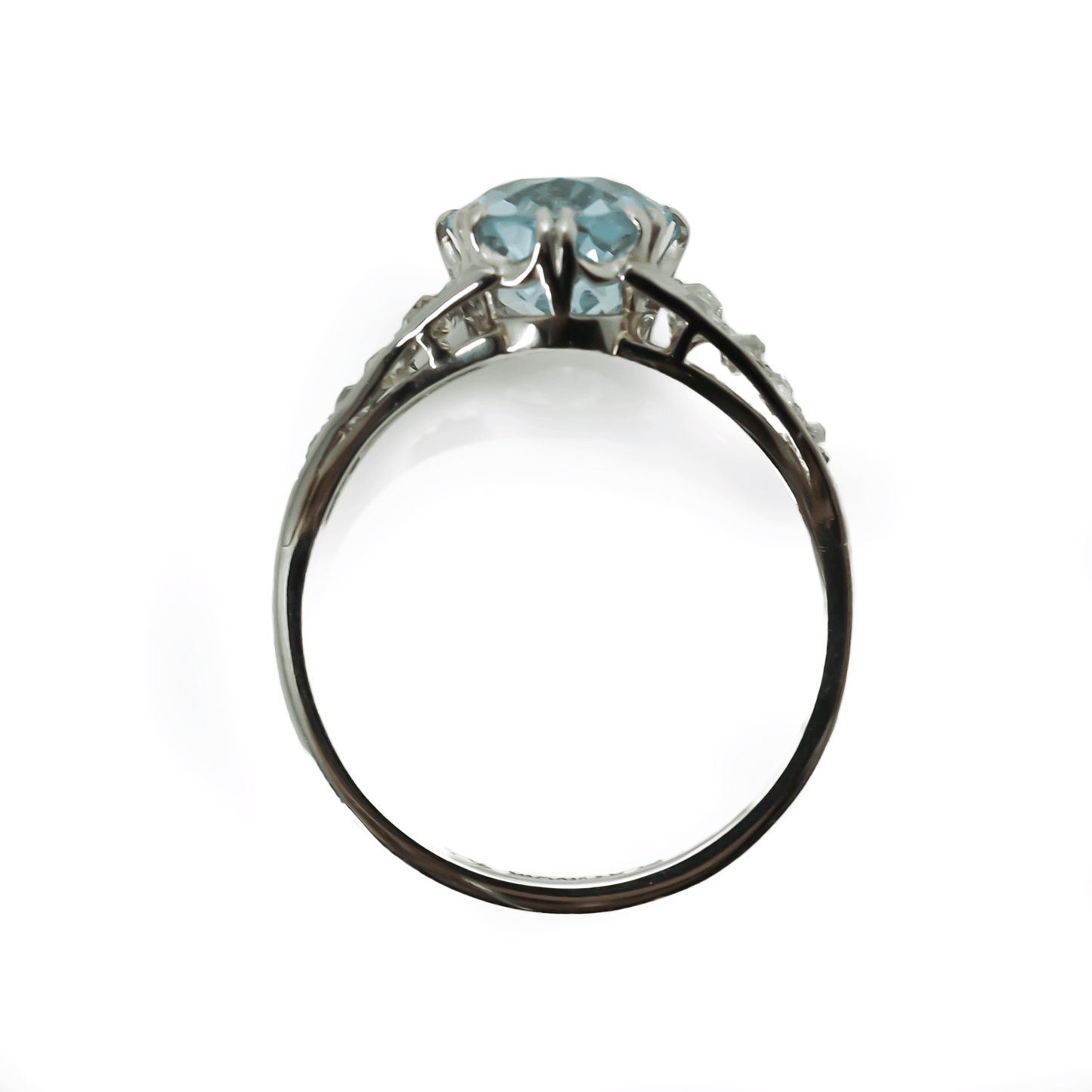 Art Deco Aquamarine & Diamond Cluster Ring - Friar House