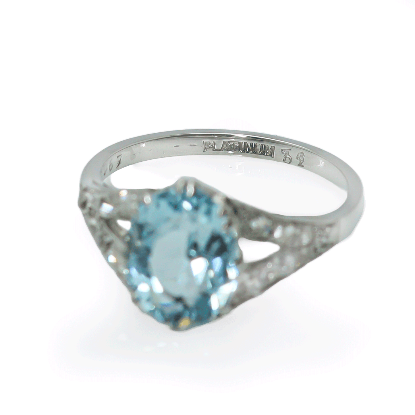 Art Deco Aquamarine & Diamond Cluster Ring - Friar House