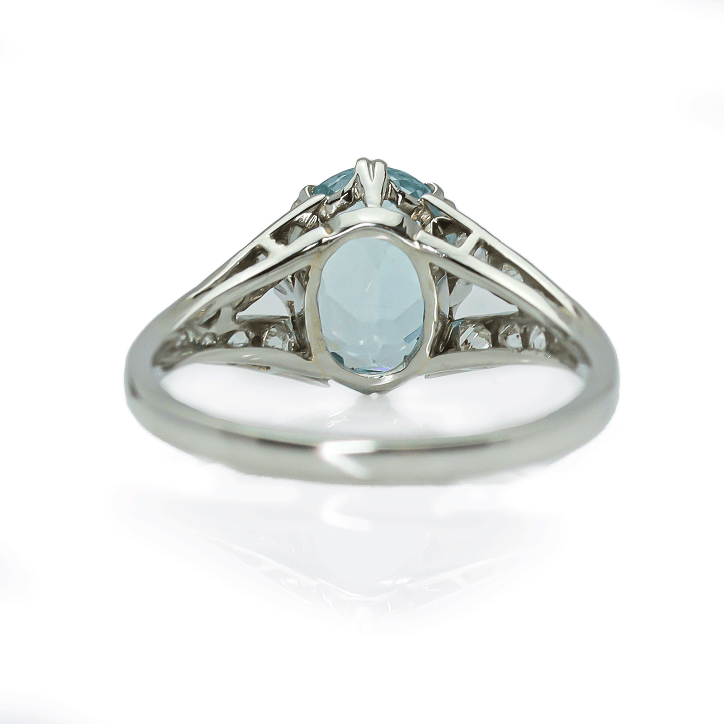 Art Deco Aquamarine & Diamond Cluster Ring - Friar House