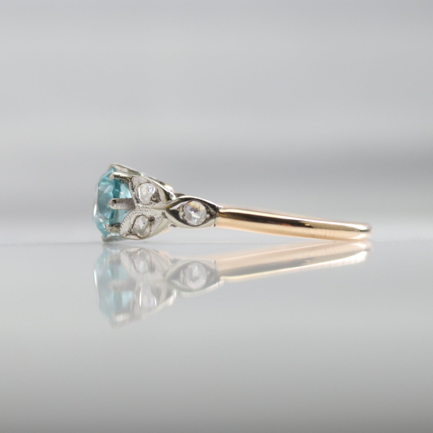 Art Deco Blue Zircon and Diamond Ring - Friar House