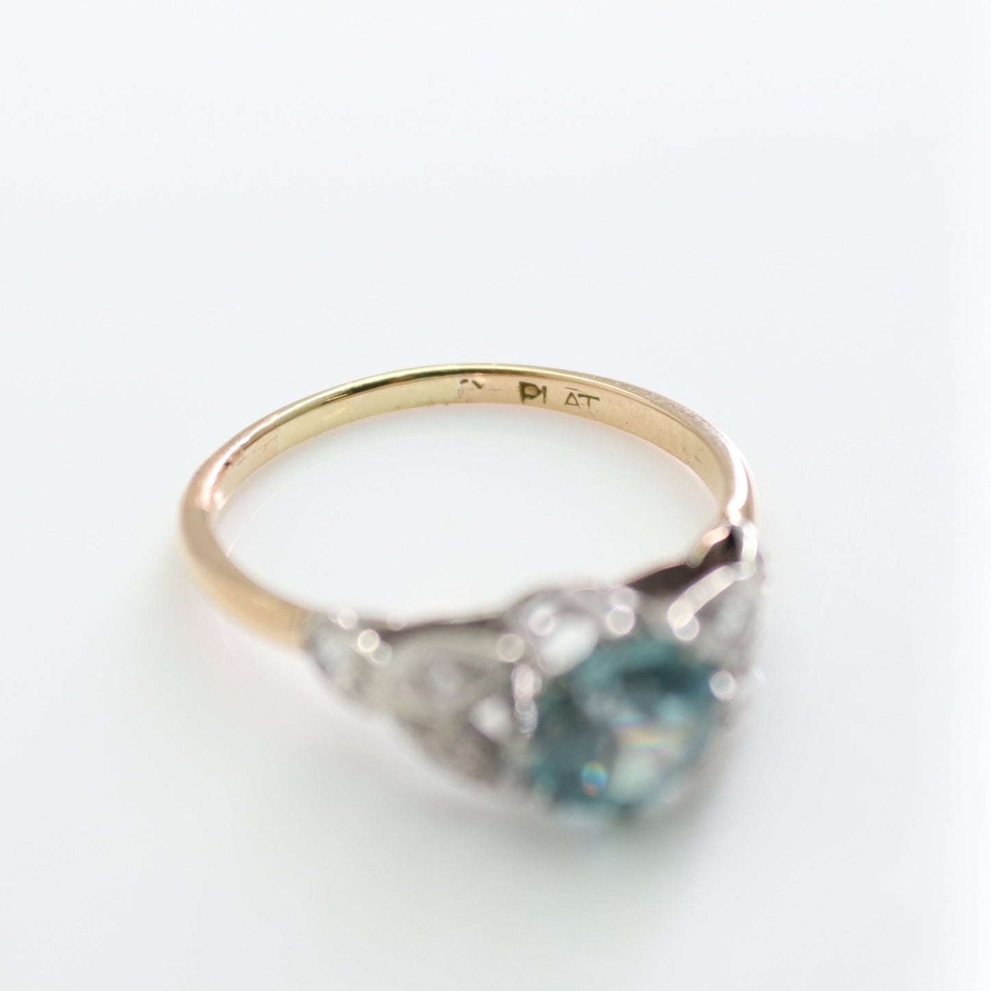 Art Deco Blue Zircon and Diamond Ring - Friar House