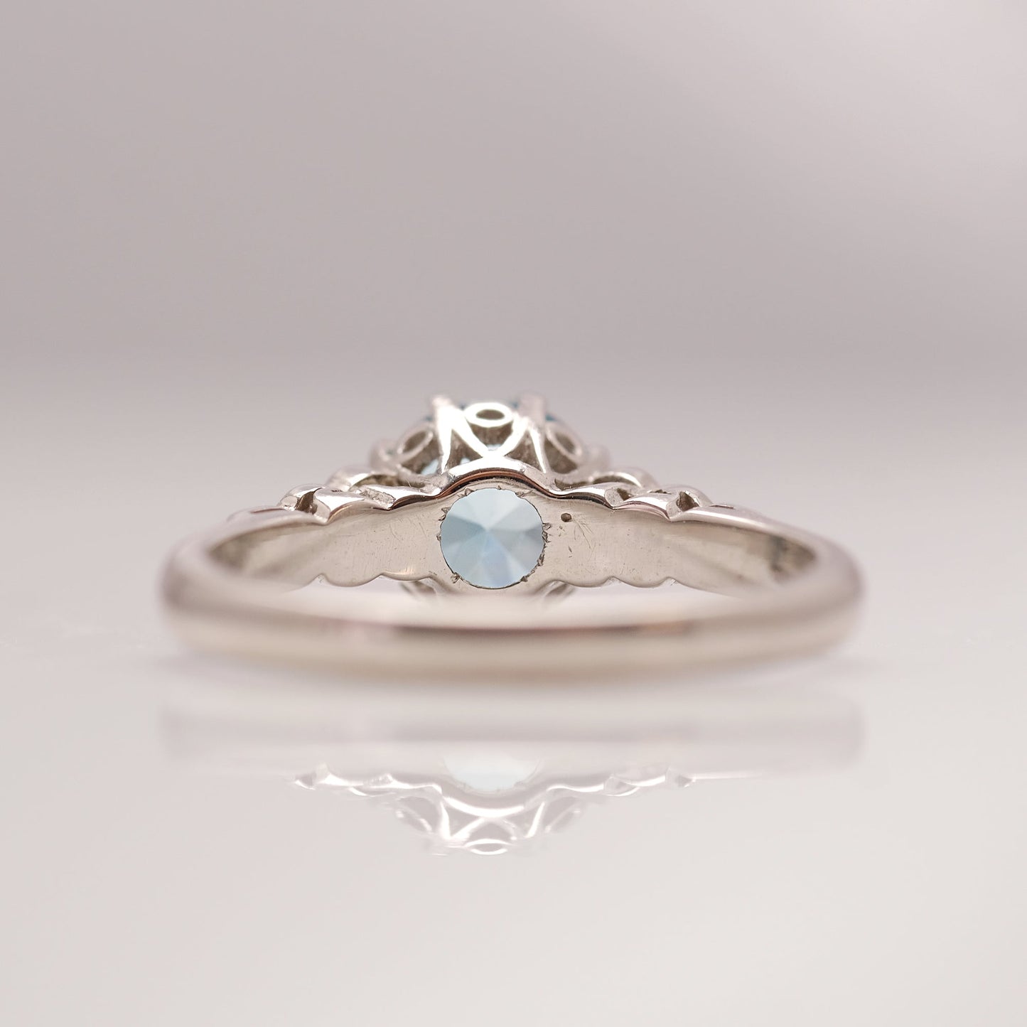 Art Deco Blue Zircon and Diamond Solitaire Ring - Friar House
