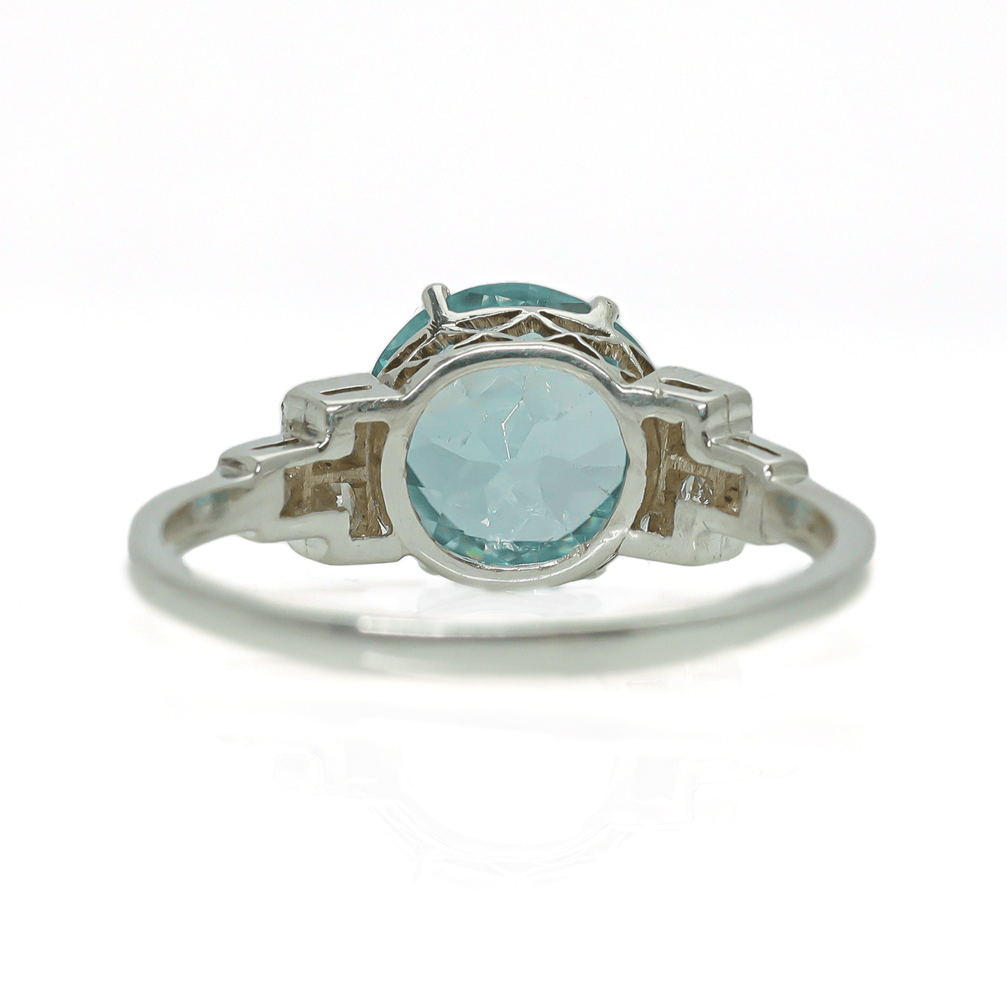 Art Deco Blue Zircon and Diamond Solitaire Ring - Friar House