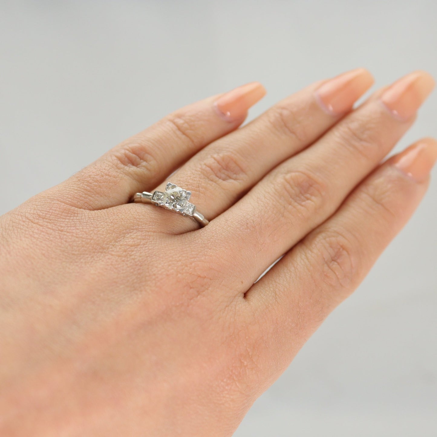 Art Deco Diamond in a Square Setting Solitaire Engagement Ring - Friar House