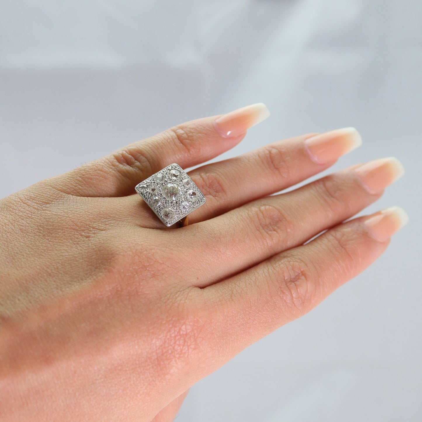 Art Deco Gold And Platinum Diamond Panel Ring - Friar House